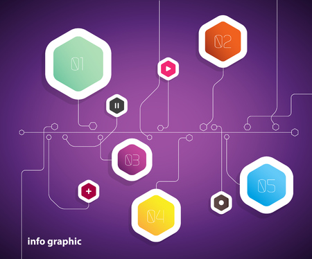 Flat design template with hexagon shape bubbles.のイラスト素材