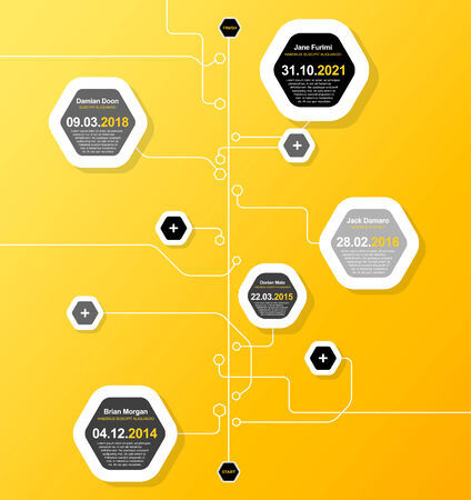 Flat design template with hexagon shape bubbles.のイラスト素材