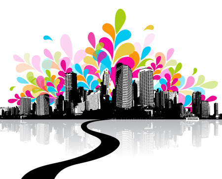 Abstract illustration with city.のイラスト素材