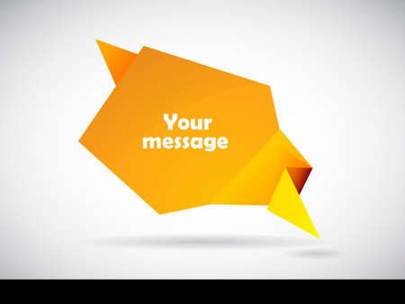 Speech bubble from folded orange paper.のイラスト素材