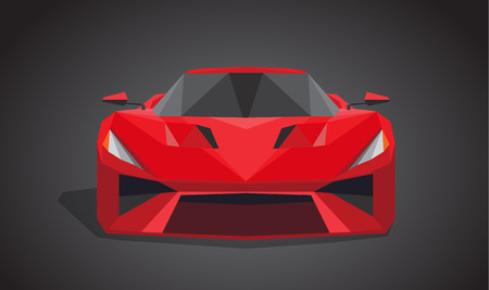 Grey sport car on green background - polygonal style.のイラスト素材