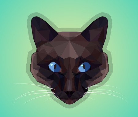 Dark cat with blue eyes - polygonal style.のイラスト素材