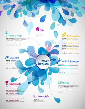 Creative, color rich CV / resume template.のイラスト素材
