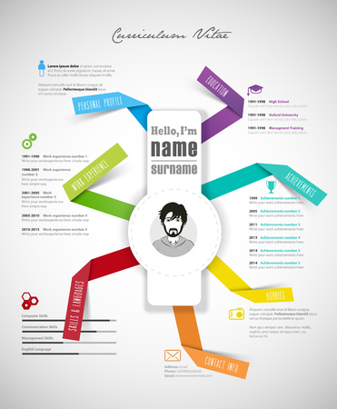 Creative cv template with paper stripes.のイラスト素材