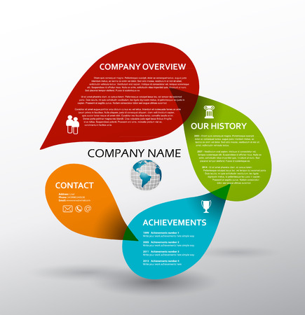 Company infographic overview design template with colorful labels.のイラスト素材