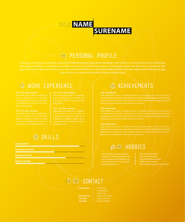 Creative simple cv template on yellow background.のイラスト素材