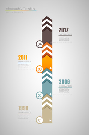 Colorful Infographic, typographic timeline report template with years - vertical version.のイラスト素材