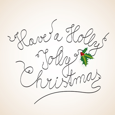 Handwritten Christmas illustration with the following text 'Have a Holly Jolly Christmas.のイラスト素材