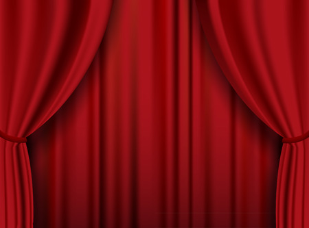 Red theater heavy curtain. Vector background.のイラスト素材