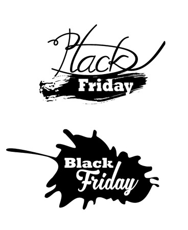 Two Black Friday hand made splash labels.のイラスト素材