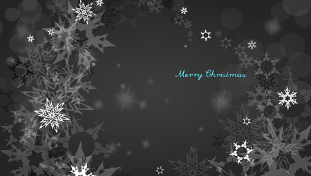 Christmas silver background with snowflakes and decent blue Merry Christmas text - dark versionのイラスト素材
