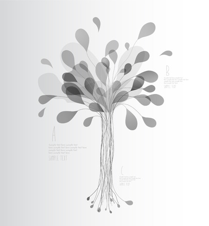 Grey shades of tree created from lines and leafs.のイラスト素材