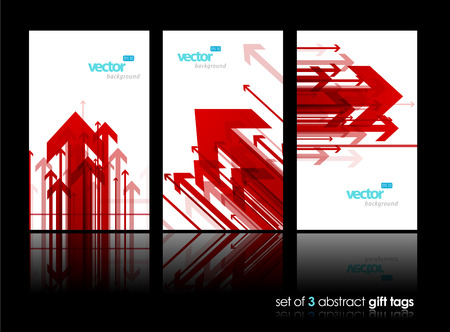 Set of three gift cards with red arrows.のイラスト素材