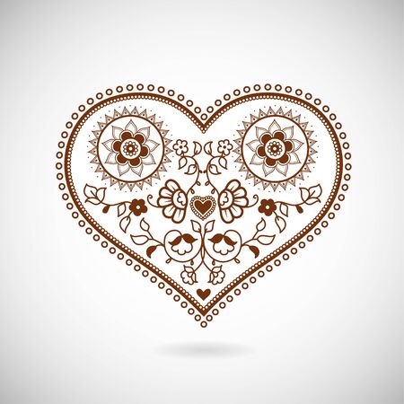 Heart shape ornament illustration for Valentine's Day. Greeting card template.のイラスト素材