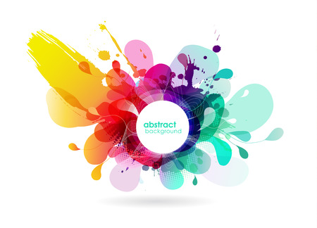 Abstract colored flower background with circles and brush strokes.のイラスト素材