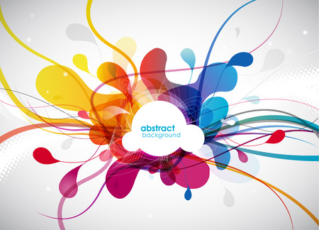 Abstract colored flower background with shapes and lines.のイラスト素材