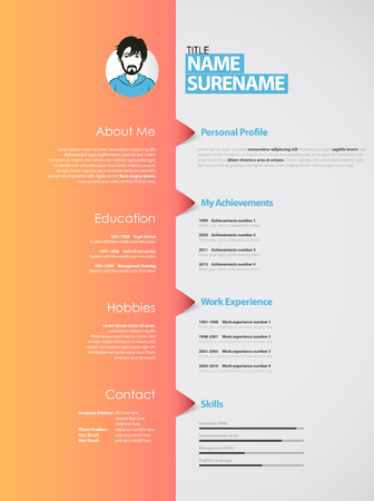 Creative curriculum vitae template with orange stripe.のイラスト素材