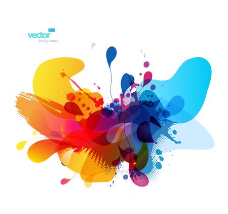Abstract colored flower background with circles and brush strokes.のイラスト素材