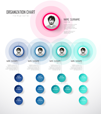 Organization chart template with colorful circles and place for your text.のイラスト素材
