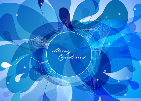Christmas background with blue bubbles and simple Merry Christmas text.のイラスト素材