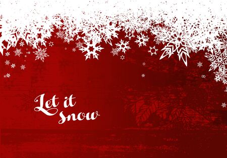 Abstract background with snowflakes and Let it snow text.のイラスト素材