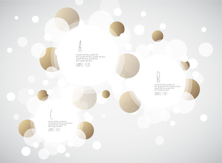 Random white and golden bubbles with place for your text.のイラスト素材