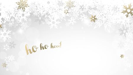 Christmas light background with white and golden snowflakes.のイラスト素材