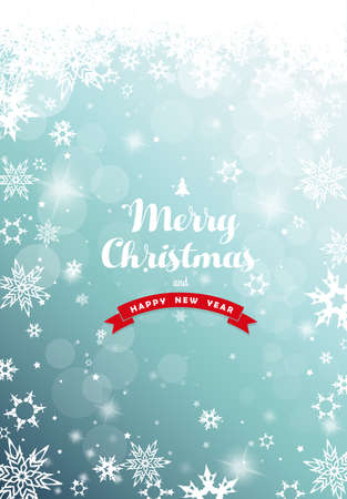 Christmas green background with white snowflakes.のイラスト素材