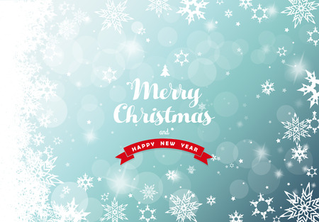 Christmas green background with white snowflakes.のイラスト素材