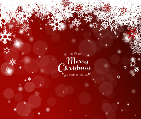 Christmas red background with white snowflakes.のイラスト素材