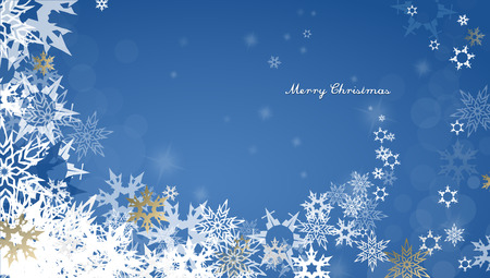 Christmas dark background with golden - white snowflakes and Merry Christmas text - dark versionのイラスト素材