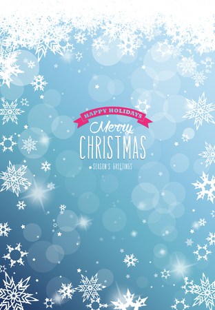 Christmas blue background with white snowflakes.のイラスト素材