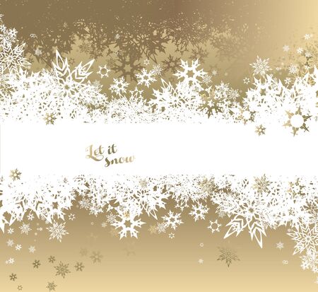 Gold and white snowflakes pattern.のイラスト素材