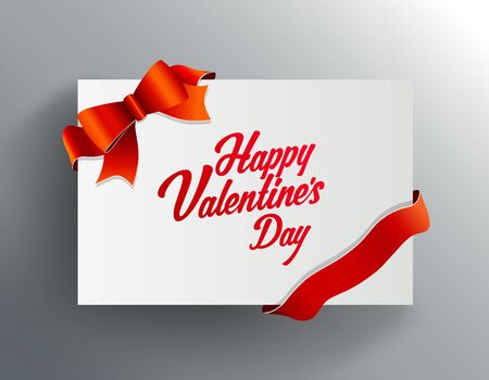 Valentine's background with red ribbon and Happy Valentine's Day.のイラスト素材