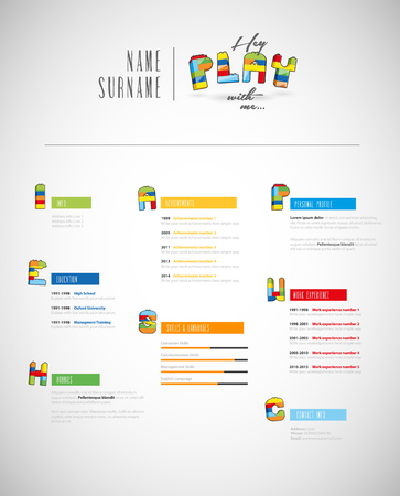 Creative brick based curriculum vitae template.のイラスト素材