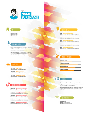 Creative simple cv template with colorful stripes in footer.のイラスト素材