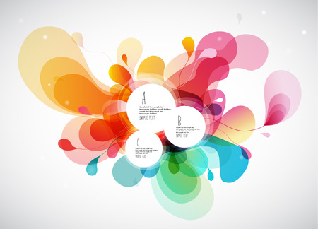 Abstract colored background with leafs and place for your 3 quotes.のイラスト素材
