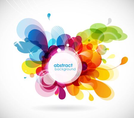Abstract colored flower background with circles and brush strokes.のイラスト素材