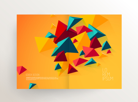 Book cover design template with abstract polygonal objects.のイラスト素材