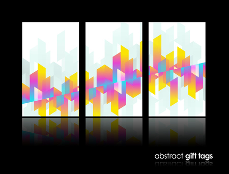 Set of 3 banner design templates with abstract polygonal objects.のイラスト素材