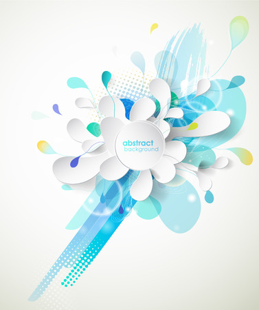 Abstract colored flower background with circles and brush strokes.のイラスト素材