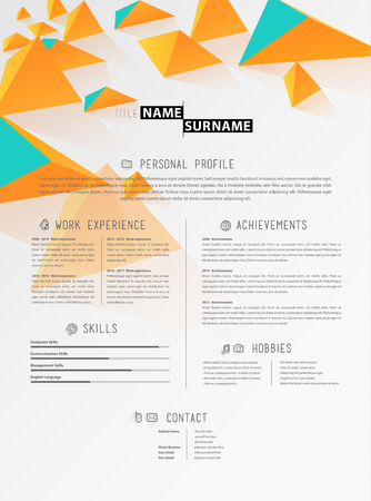 Creative simple cv template with colorful circles shapes.のイラスト素材