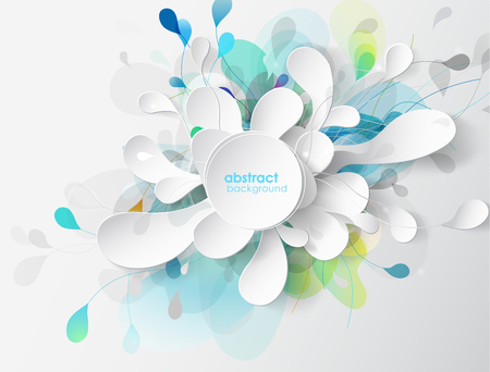 Abstract colored flower background with circles and brush strokes.のイラスト素材