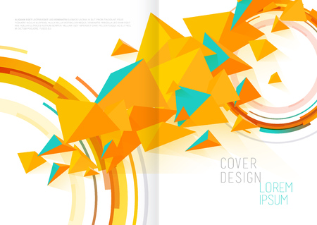 Book cover design template with abstract polygonal objects.のイラスト素材