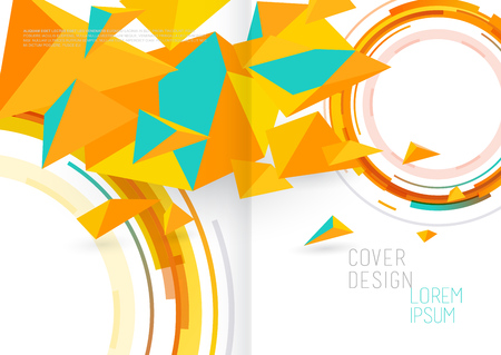 Book cover design template with abstract polygonal objects.のイラスト素材