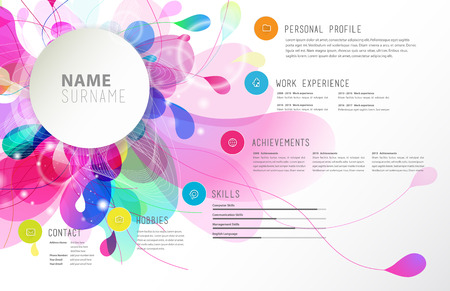 Creative simple cv template with colorful circles shapes.のイラスト素材