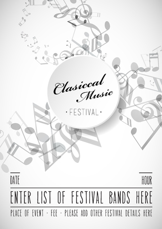 Abstract music festival advertising poster template with tunes.のイラスト素材