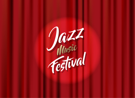 Abstract jazz music festival advertising poster template with theater curtain.のイラスト素材