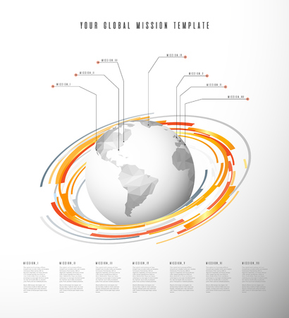 Vector template with colorful circles and your global mission steps.のイラスト素材
