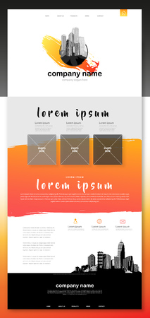 Colorful abstract website template background with black and white skyscrapers.のイラスト素材
